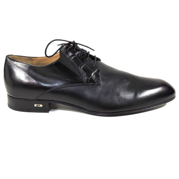 PAKERSON ?? MEN\'S BLACK LEATHER COMFORT FASHION SHOES WHITH REAL CROK  ELEMENT